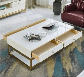 KONFERENČNÝ STOLÍK RAVENNA NEREZOVÁ OCEĽ + ZLATÝ 130 cm