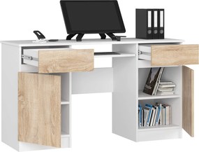 Písací stôl A5 135 cm biely/dub sonoma