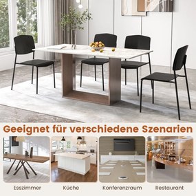 Jedálenská stolička Sada 4 stoličiek Kuchynské stoličky s operadlom Stohovateľné kuchynské stoličky farebné Barva: Čierna