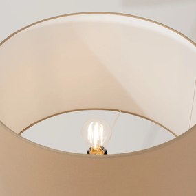 Stojacia lampa Natt, 1x béžové textilné tienidlo, drevo