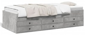 Denná posteľ so zásuvkami betónovosivá 90x200 cm kompoz. drevo 3280877