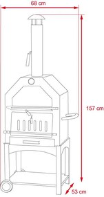Multifunkčný záhradný gril, udiareň, pizza pec ITALIA
