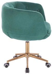 LuxuryForm DESIGN Kreslo MONTANA VELUR na zlaté podstave s kolieskami - zelené