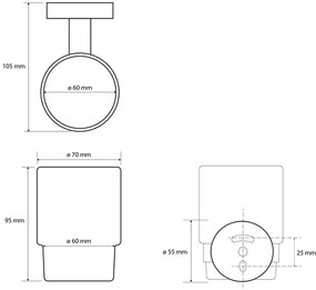 Sapho, X-ROUND WHITE pohár závesný, mliečne sklo, biela mat, XR903W