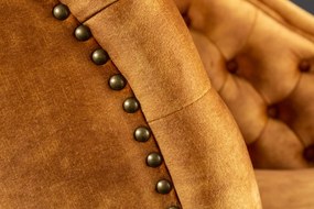 Leňoška CHESTERFIELD, zamatovo horčicovo žltá