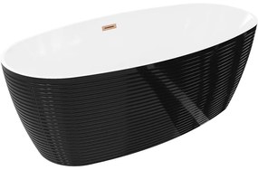 Mexen Lira, voľne stojaca vaňa, vzor, 170 x 80 cm, biela-čierna, medený matný prepad, 52831708075-65
