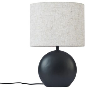 Japandi stolná lampa čierna s ľanovým tienidlom - Timo