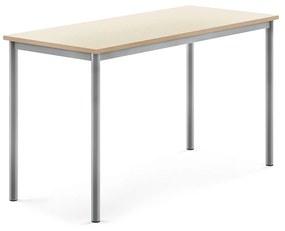 Stôl SONITUS, 1400x600x760 mm, HPL - breza, strieborná
