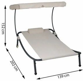 Garthen 60470 Záhradné ležadlo so strieškou a kolieskami - 202 x 139 x 152 cm