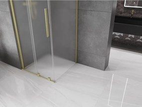 Mexen Velar, sprchový kút s posuvnými dverami 90 x 90 cm, 8mm sklo námraza, zlatá matná, 871-090-090-31-55