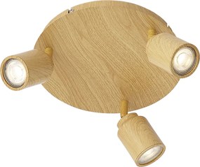 Japandi stropné svietidlo svetlé drevo s nastaviteľnými bodmi 3-Lights IP44 - Ducha
