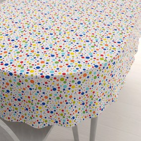 Biante Detský bavlnený oválny obrus Sandra SA-006 Farebné bodky na bielom 100x140 cm