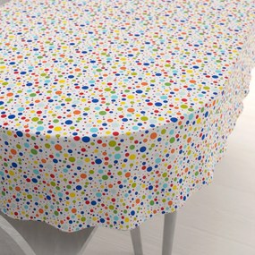 Biante Detský bavlnený oválny obrus Sandra SA-006 Farebné bodky na bielom 100x160 cm