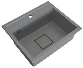 Gamma Quadro 5850, 1-komorový granitový drez 580x495x220 mm, šedá, GMA-ZLE000233