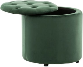 Taburetka s úložným priestorom Pantin - zamat, v42 x Ø44 cm - Zelená