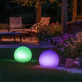 Vonkajšia lampa biela 30 cm vrátane LED IP44 solárna RGBW - Ludger