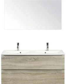 Kúpeľňový nábytkový set Pulse 120 cm s dvojitým umývadlom a zrkadlom dub sivý 84727016