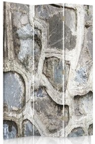 Ozdobný paraván, Šedá kamenná zeď - 110x170 cm, trojdielny, obojstranný paraván 360°