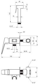 Deante Blur, podomietková bidetová batéria, grafitová, DEA-BQL_D34M