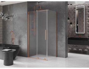 Mexen Velar, sprchový kút s posuvnými dverami 150 x 100 cm, 8mm sklo námraza, medená matná, 871-150-100-31-65