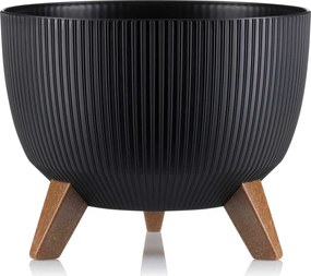 PLASTOVÝ KVETINÁČ ROSA LINEA ECO SADA 2KS 15X24,3 CM+18,3X29,2 CM ČIERNA