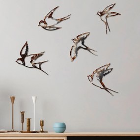 Nástěnná kovová dekorace Birds-2 vícebarevná
