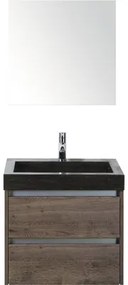 Kúpeľňový nábytkový set Sanox Dante farba čela tabacco ŠxVxH 61 x 170 x 45,5 cm s umývadlom z prírodného kameňa a zrkadlom