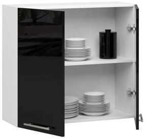 Horná kuchynská skrinka OLIWIA W 80 H720 biela / čierna, lesk