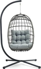 Skládací závěsné houpací křeslo Houseland Chloe šedé