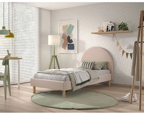 Ružová čalúnená jednolôžková posteľ s roštom 90x200 cm MOON – Vipack