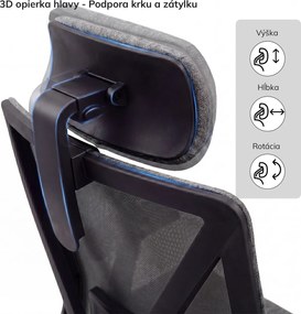 Ergonomická kancelárska stolička tmavosivá VECTOR