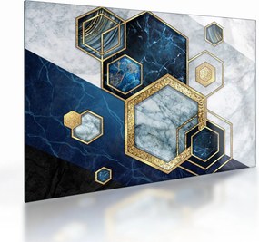 Sklenený obraz - Mramorové hexagóny (70x50 cm)