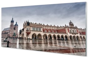 Obraz na akrylátovom skle Krakow kostol cloth dážď 140x70 cm