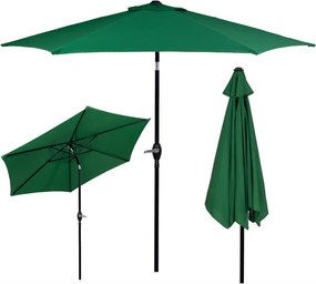 SPRINGOS Záhradný naklápací slnečník s kľukou 260 cm – tmavozelený GU0033