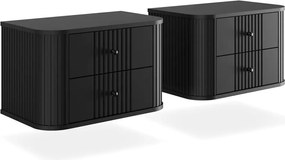 Nočné stolíky na stenu Vespera 56 cm - 2 ks - čierna