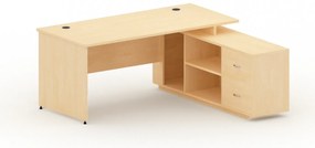Kancelársky stôl so skrinkou MIRELLI 1600 x 1600 mm, pravý, breza