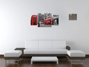 Gario Obraz s hodinami Telefónna búdka v Londýne UK - 3 dielny Rozmery: 90 x 70 cm