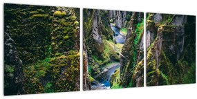Obraz - Rieka v skalnatom údolí (s hodinami) (90x30 cm)
