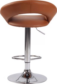 2x Barová stoličkaOlinda - koženka, chróm rám - svetlohnedá