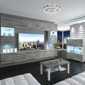 Obývacia stena Belini Premium Full Version šedý antracit Glamour Wood + LED osvetlenie Nexum  11