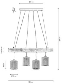 Spot-Light 68859456 - Luster na lanku NEGRO 4xE27/25W/230V borovica