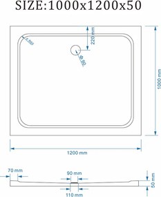 BPS-koupelny Obdĺžniková akrylátová sprchová vanička HYD-OSV-ST06C 120x100 biela