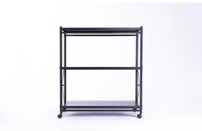 Skladací kovový regál s kolieskami, 1018 x 930 x 405 mm, čierny