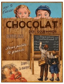 Plechová ceduľa - chocolat 100% cacao