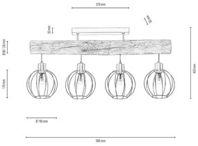 Spot-Light DO6977404 - Prisadený luster BERIS 4xE27/25W/230V borovica