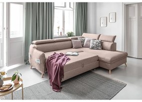 Béžová rozkladacia rohová pohovka (pravý roh) Sweet Harmony – Miuform