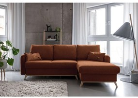 Tehlovooranžová rozkladacia rohová pohovka Miuform Scandic Lagom, pravý roh