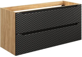 Umyvadlová skříňka Ocean 120 cm s deskou a umyvadlem černá/dub olejovaný