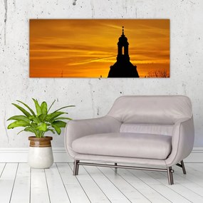 Obraz kostola pri západe slnka (120x50 cm)