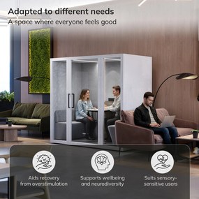 Akustická kancelárska kabína INBOX pre 4 osoby 2200 × 2200 × 1220 mm